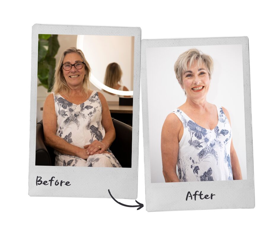 Voor en na: Denise, met crunche- en kam highlights